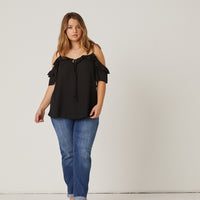 Curve Chiffon Ruffle Top Plus Size Tops -2020AVE