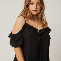 Curve Chiffon Ruffle Top Plus Size Tops -2020AVE