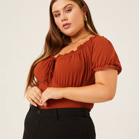 Curve Chiffon Smocked Back Blouse Plus Size Tops -2020AVE