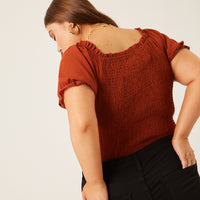 Curve Chiffon Smocked Back Blouse Plus Size Tops -2020AVE