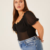 Curve Chiffon Smocked Back Blouse Plus Size Tops -2020AVE