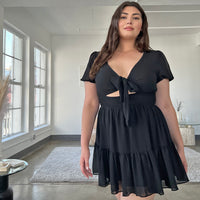 Curve Chiffon Tie Front Dress Plus Size Dresses -2020AVE