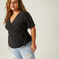 Curve Chiffon Wrap Top Plus Size Tops -2020AVE
