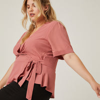 Curve Chiffon Wrap Top Plus Size Tops -2020AVE