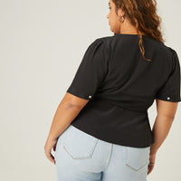 Curve Chiffon Wrap Top Plus Size Tops -2020AVE
