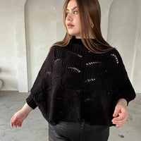 Curve Chunky Knit Poncho Sweater Plus Size Tops -2020AVE