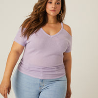Curve Cold Shoulder Knit Top Plus Size Tops -2020AVE