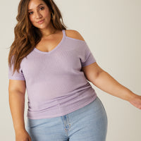 Curve Cold Shoulder Knit Top Plus Size Tops -2020AVE