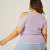 Curve Cold Shoulder Knit Top Plus Size Tops -2020AVE