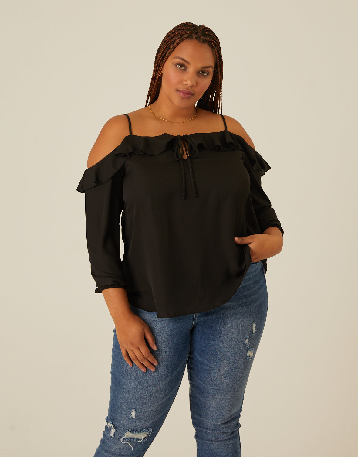 flowy cold shoulder top