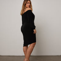 Curve Cold Shoulder Twist Dress Plus Size Dresses -2020AVE