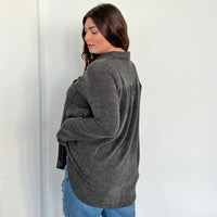 Curve Comfy Knit Button Up Shirt Plus Size Tops -2020AVE