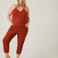 Curve Comfy Knit Jumpsuit Plus Size Rompers + Jumpsuits Rust 1XL -2020AVE