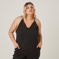 Curve Comfy Knit Jumpsuit Plus Size Rompers + Jumpsuits -2020AVE