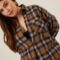 Curve Comfy Plaid Flannel Shirt Plus Size Tops -2020AVE