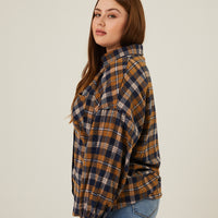 Curve Comfy Plaid Flannel Shirt Plus Size Tops -2020AVE