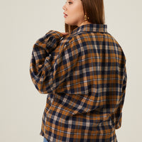Curve Comfy Plaid Flannel Shirt Plus Size Tops -2020AVE