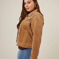 Curve Corduroy Jacket Plus Size Outerwear -2020AVE