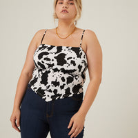 Curve Cow Print Tank Plus Size Tops -2020AVE