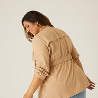 Curve Crepe Tied Cardigan Plus Size Outerwear -2020AVE