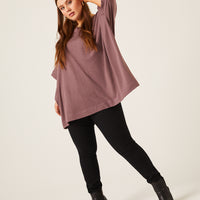 Curve Crewneck Oversized Knit Tee Plus Size Tops Mauve 1XL/2XL -2020AVE