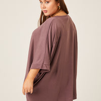 Curve Crewneck Oversized Knit Tee Plus Size Tops -2020AVE