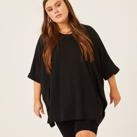 Curve Crewneck Oversized Knit Tee Plus Size Tops -2020AVE