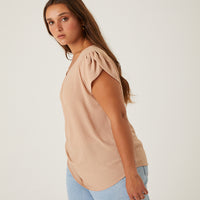 Curve Crinkle Cap Sleeve Blouse Plus Size Tops -2020AVE