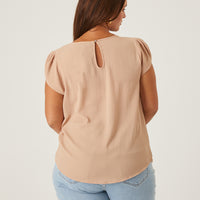 Curve Crinkle Cap Sleeve Blouse Plus Size Tops -2020AVE