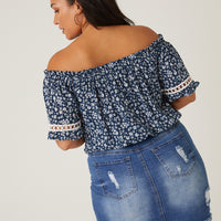 Curve Crochet Off The Shoulder Top Plus Size Tops -2020AVE