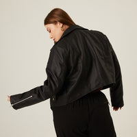 Curve Crop Leather Jacket Plus Size Outerwear -2020AVE