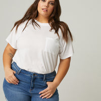 Curve Basic Pocket Tee Plus Size Tops -2020AVE