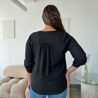 Curve Cuffed Sleeve Chiffon Blouse Plus Size Tops -2020AVE