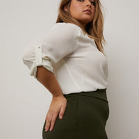 Curve Cuffed Sleeve Chiffon Blouse Plus Size Tops -2020AVE