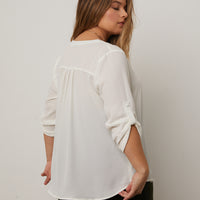 Curve Cuffed Sleeve Chiffon Blouse Plus Size Tops -2020AVE