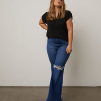 Curve Super Flared Jeans Plus Size Bottoms Medium Blue 1XL -2020AVE