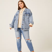 Curve Denim Trucker Jacket Plus Size Outerwear -2020AVE