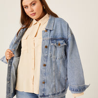 Curve Denim Trucker Jacket Plus Size Outerwear -2020AVE