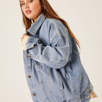 Curve Denim Trucker Jacket Plus Size Outerwear -2020AVE