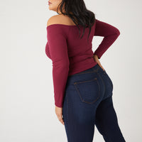 Curve Ruched Long Sleeve Top Plus Size Tops -2020AVE