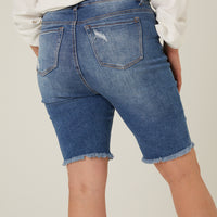 Curve Distressed Bermuda Denim Shorts Plus Size Bottoms -2020AVE
