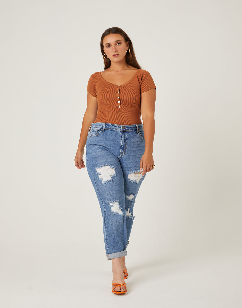 Plus Size 5 Pocket Mom Jeans – 2020AVE