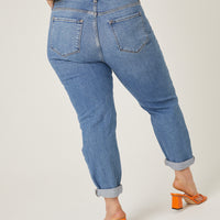 Curve Distressed Detail Mom Jeans Plus Size Bottoms -2020AVE