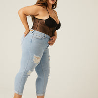 Curve Distressed Mom Jeans Plus Size Bottoms -2020AVE