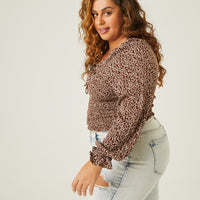 Curve Ditsty Floral Long Sleeve Top Plus Size Tops -2020AVE