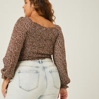 Curve Ditsty Floral Long Sleeve Top Plus Size Tops -2020AVE