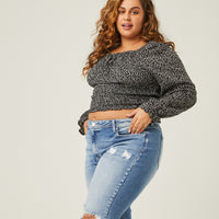 Curve Ditsty Floral Long Sleeve Top Plus Size Tops -2020AVE