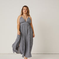 Curve Ditsy Double Slit Maxi Dress Plus Size Dresses -2020AVE