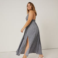 Curve Ditsy Double Slit Maxi Dress Plus Size Dresses -2020AVE