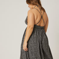 Curve Ditsy Double Slit Maxi Dress Plus Size Dresses -2020AVE